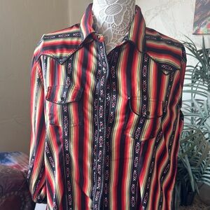 Red and Yellow Striped Western Blouse